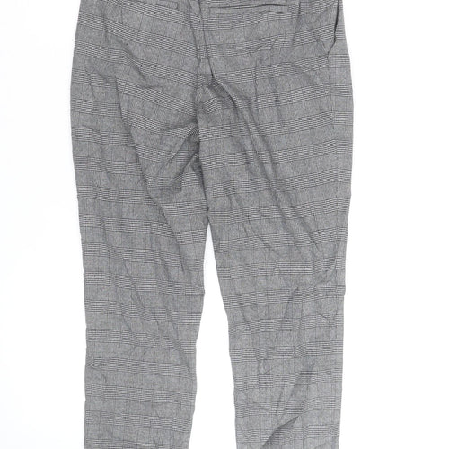 Uniqlo Women's Grey Check Stretch Work Trousers Size 12