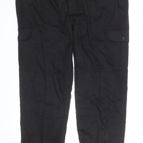 Knight Buck Men's Black Cargo Trousers Size 46 Regular Fit