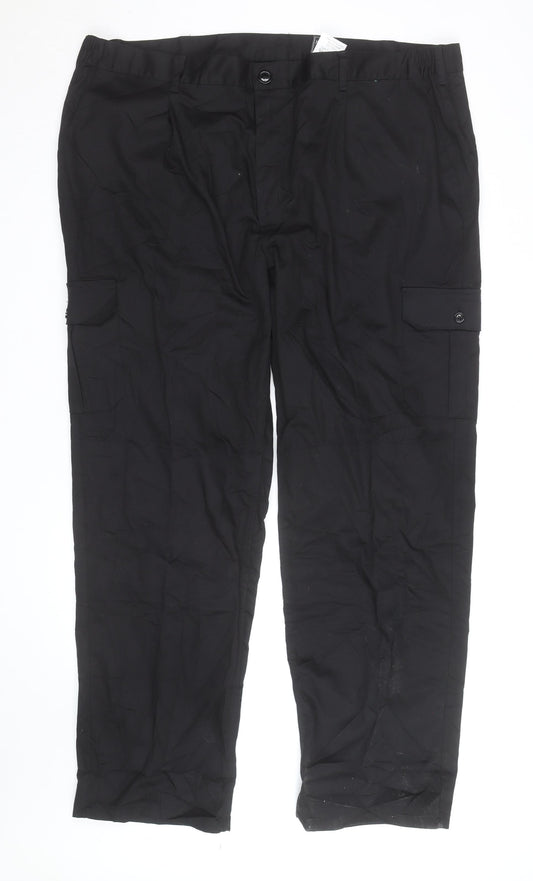 Knight Buck Men's Black Cargo Trousers Size 46 Regular Fit