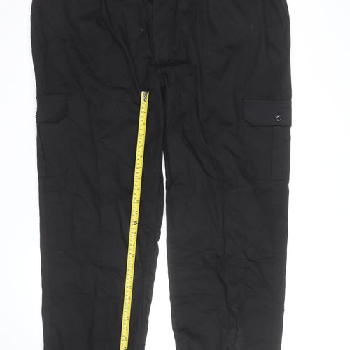 Knight Buck Men's Black Cargo Trousers Size 46 Regular Fit