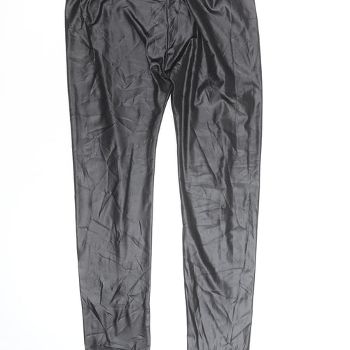 Ged London Women’s Black Faux Leather Leggings Size M Elastic Waist Slim Fit