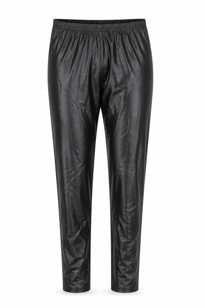 Ged London Women’s Black Faux Leather Leggings Size M Elastic Waist Slim Fit