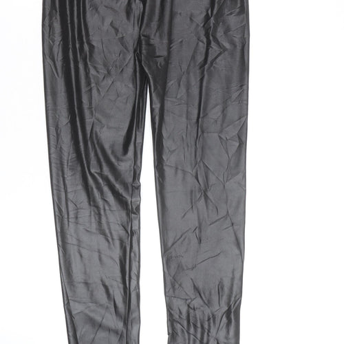 Ged London Women’s Black Faux Leather Leggings Size M Elastic Waist Slim Fit