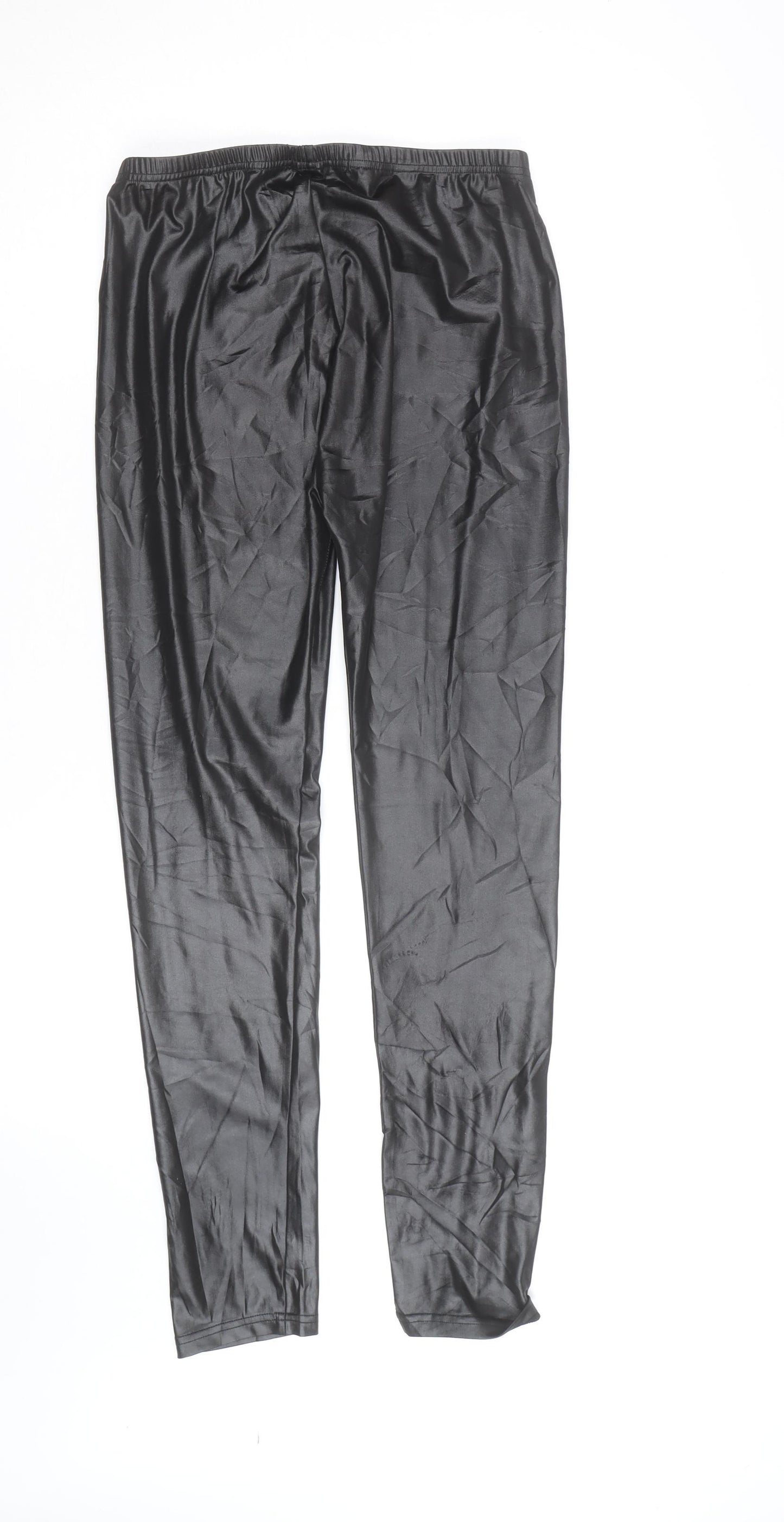 Ged London Women’s Black Faux Leather Leggings Size M Elastic Waist Slim Fit