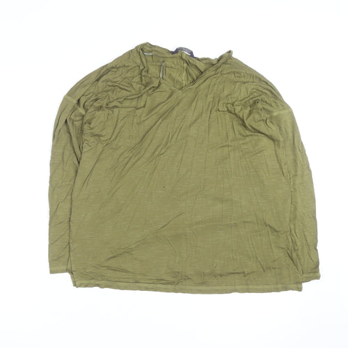 Marks and Spencer Women's Green V-Neck Long Sleeve T-Shirt Size 14