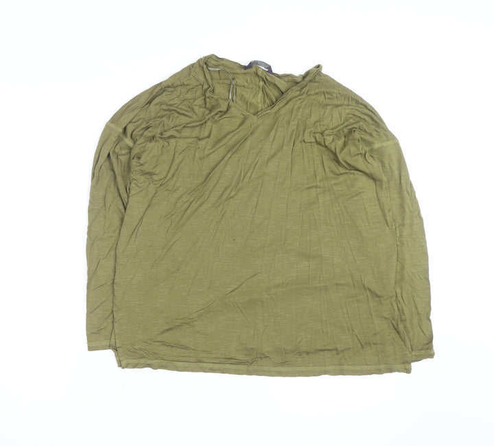 Marks and Spencer Women's Green V-Neck Long Sleeve T-Shirt Size 14