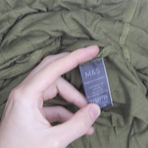 Marks and Spencer Women's Green V-Neck Long Sleeve T-Shirt Size 14