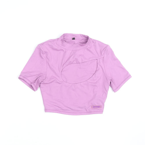 Bo+Tee Women’s Purple Cropped Slim Fit Short Sleeve Active T-Shirt S