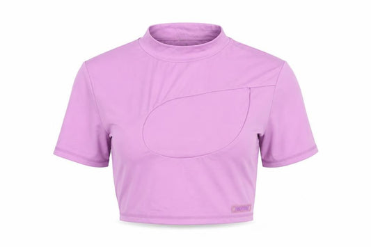 Bo+Tee Women’s Purple Cropped Slim Fit Short Sleeve Active T-Shirt S