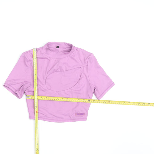 Bo+Tee Women’s Purple Cropped Slim Fit Short Sleeve Active T-Shirt S