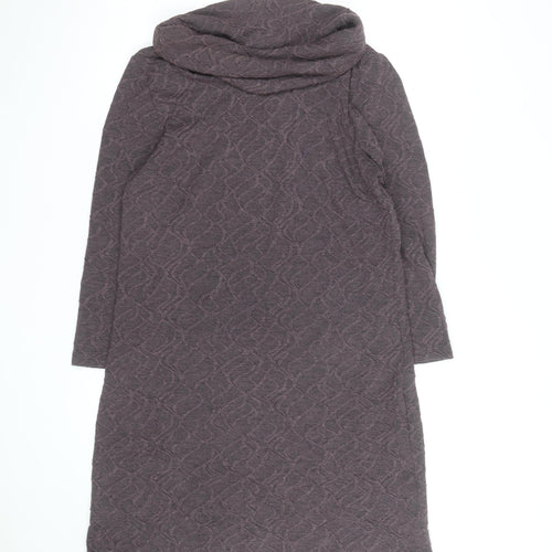 Sisley Women Brown Knit Cowl Neck Shift Dress Size M