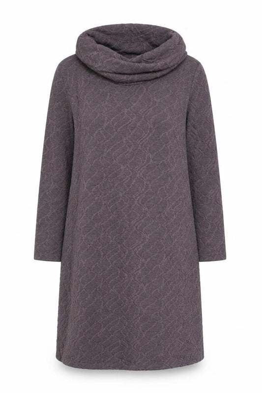 Front view of Sisley Women Brown Knit Cowl Neck Shift Dress, size M