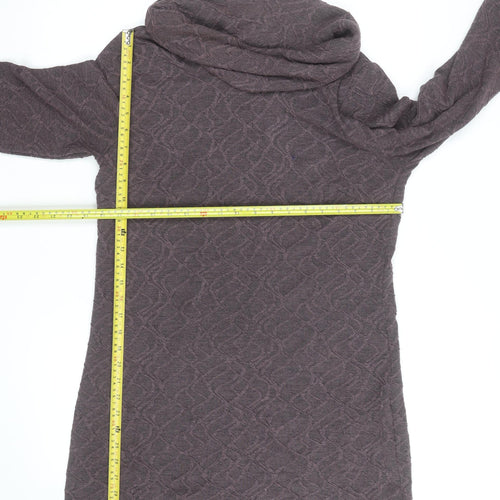 Sisley Women Brown Knit Cowl Neck Shift Dress Size M