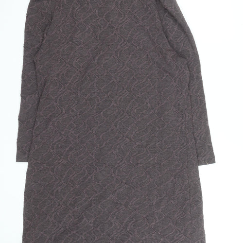 Sisley Women Brown Knit Cowl Neck Shift Dress Size M
