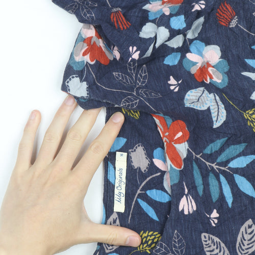 Lily Originals Women's Blue Floral Tunic Blouse Size 16