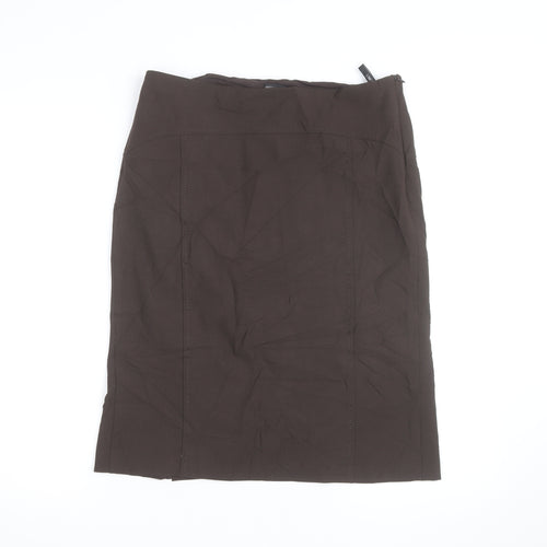 Marks and Spencer Women's Brown Cotton Stretch Pencil Skirt Size 12