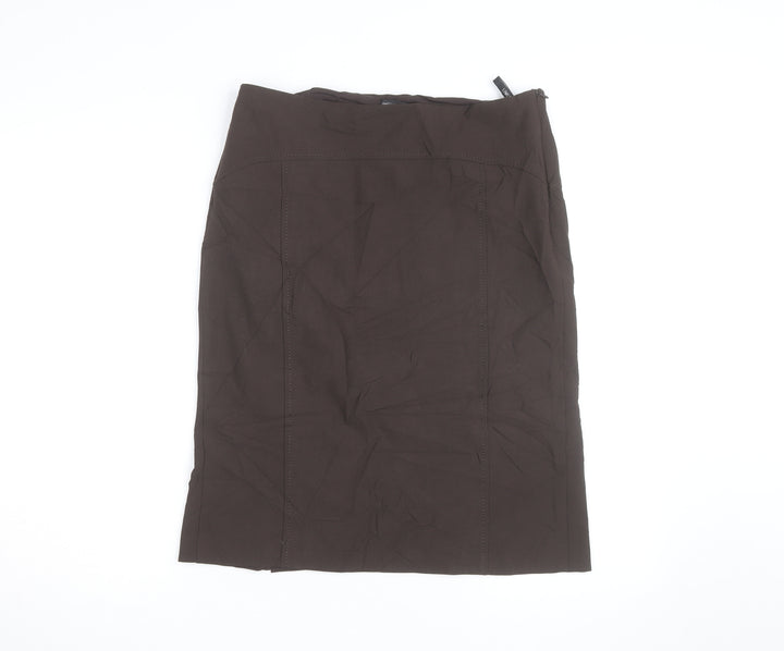 Marks and Spencer Women's Brown Cotton Stretch Pencil Skirt Size 12