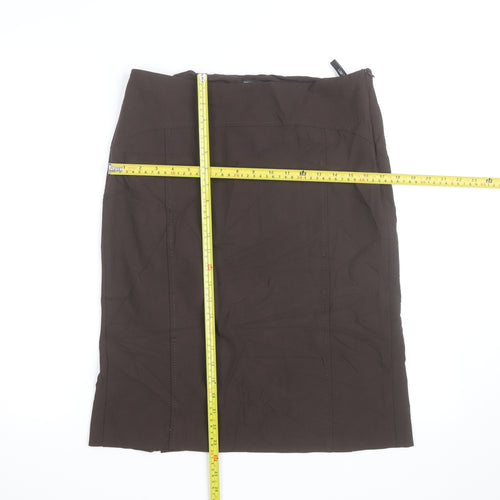 Marks and Spencer Women's Brown Cotton Stretch Pencil Skirt Size 12