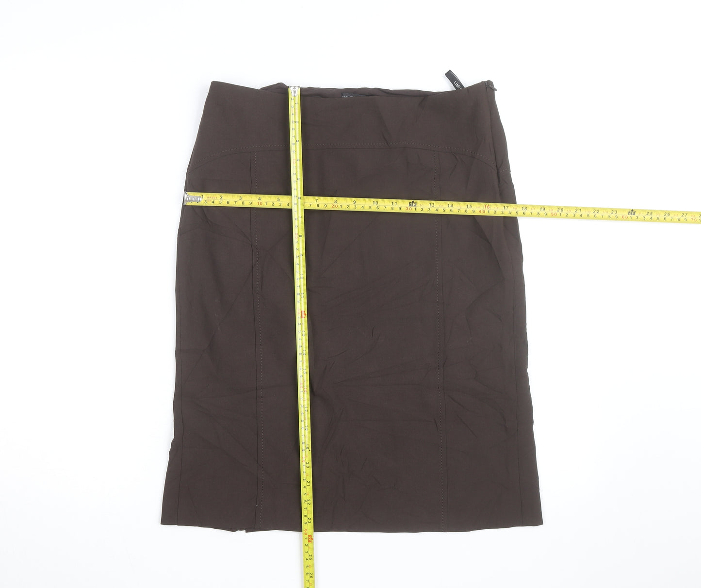 Marks and Spencer Women's Brown Cotton Stretch Pencil Skirt Size 12