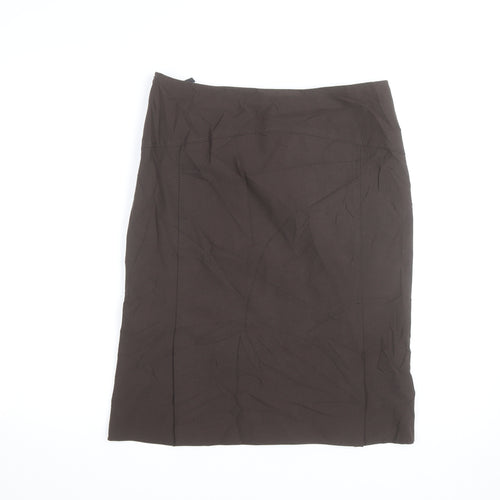 Marks and Spencer Women's Brown Cotton Stretch Pencil Skirt Size 12
