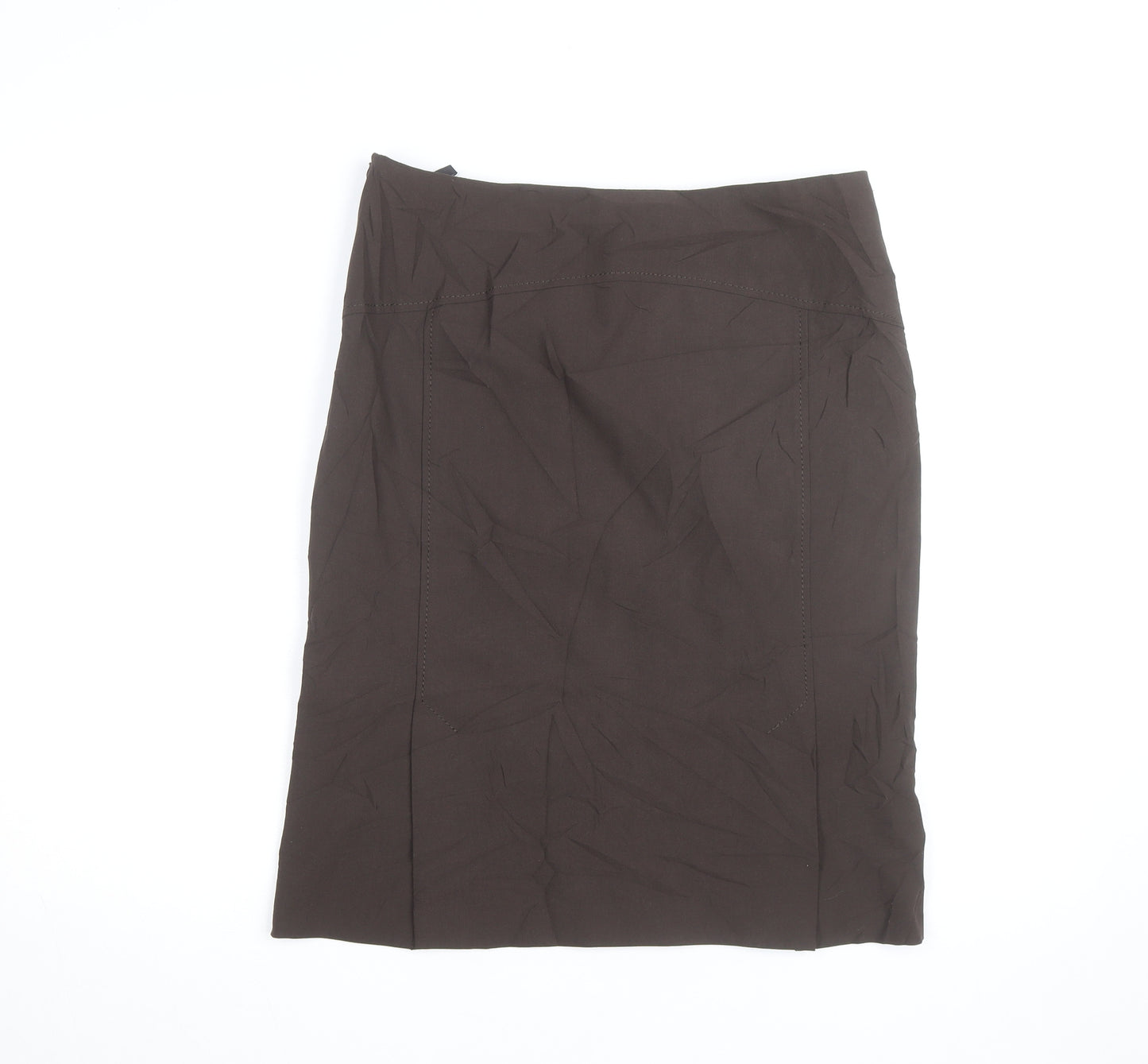 Marks and Spencer Women's Brown Cotton Stretch Pencil Skirt Size 12