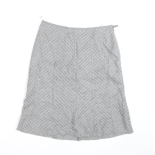 Marks and Spencer Women Grey Wool Blend A-Line Knee Length Skirt UK 12