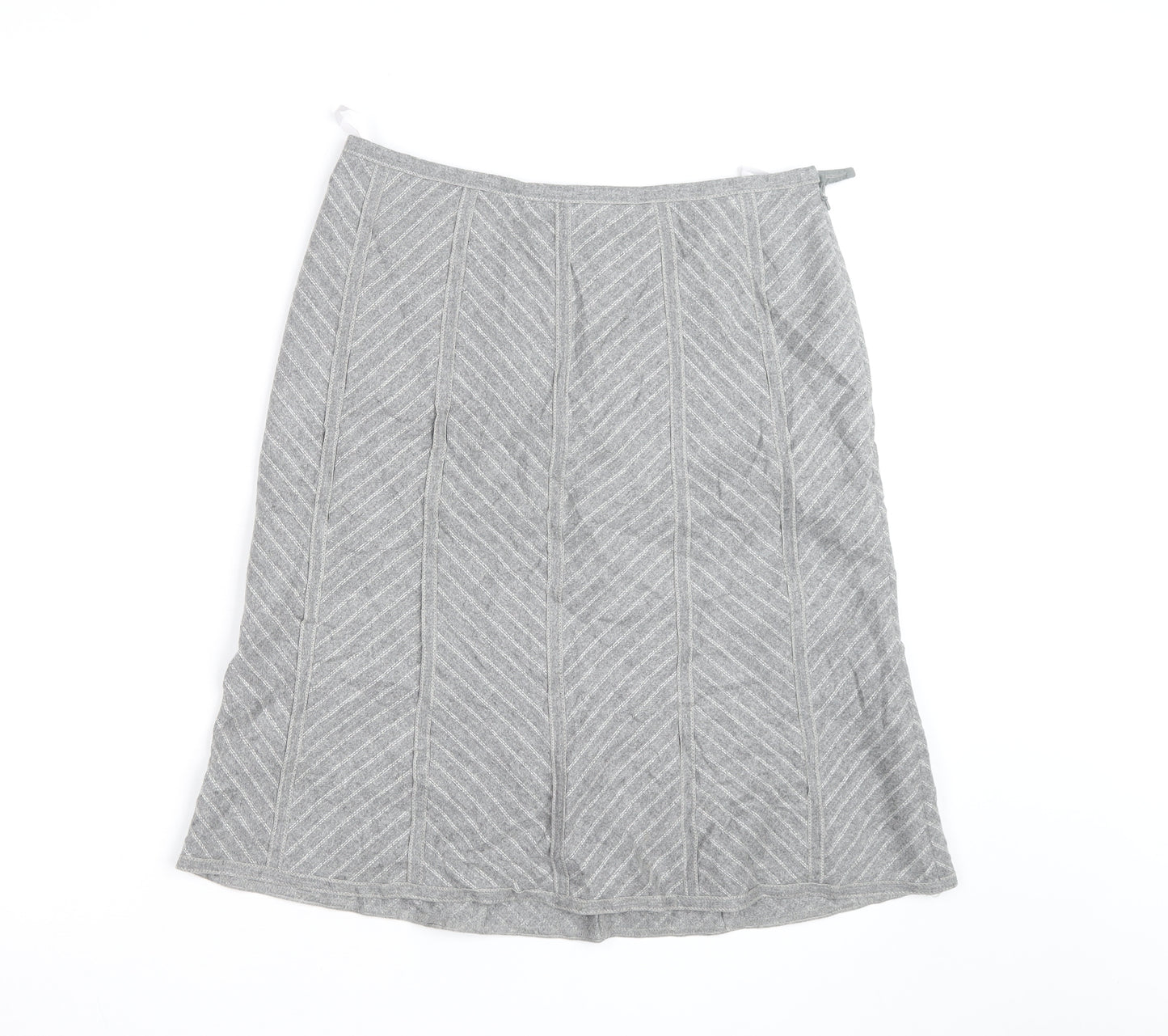 Marks and Spencer Women Grey Wool Blend A-Line Knee Length Skirt UK 12