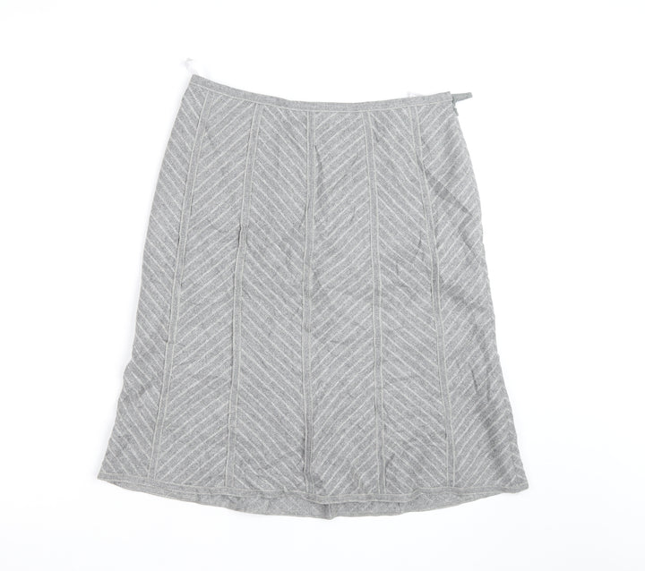 Marks and Spencer Women Grey Wool Blend A-Line Knee Length Skirt UK 12