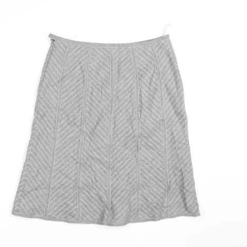 Marks and Spencer Women Grey Wool Blend A-Line Knee Length Skirt UK 12