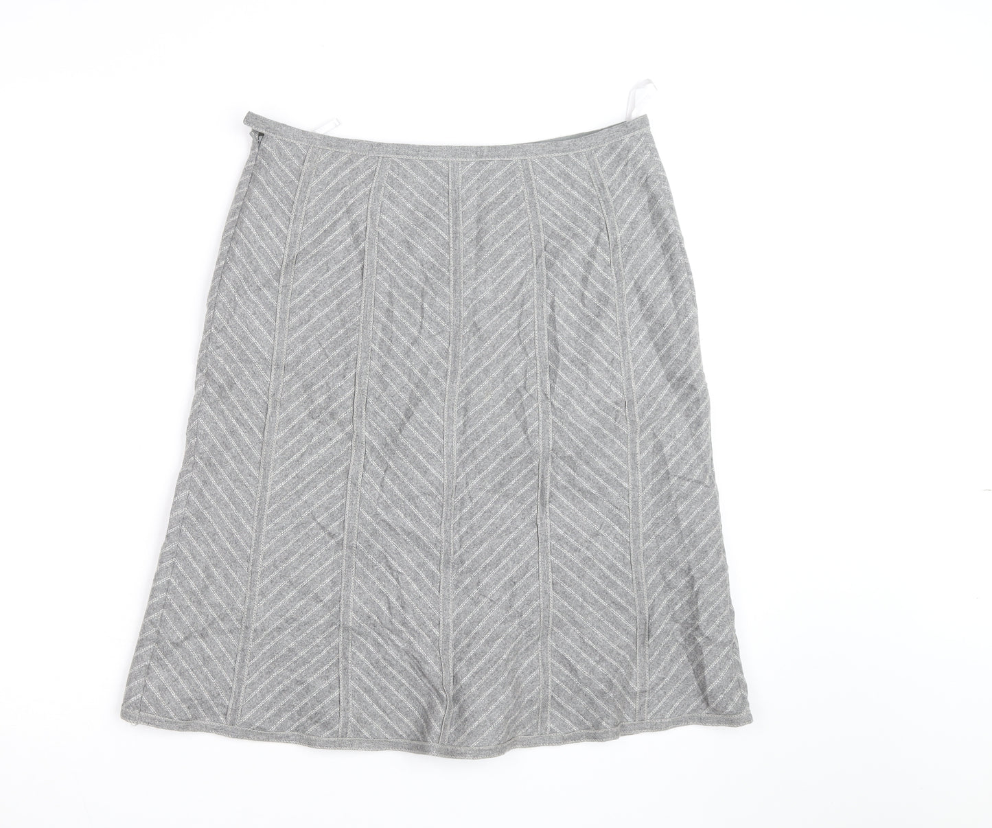 Marks and Spencer Women Grey Wool Blend A-Line Knee Length Skirt UK 12