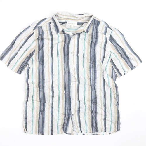 Marks and Spencer Autograph Men's Multicoloured XL Striped Short Sleeve Cotton Shirt