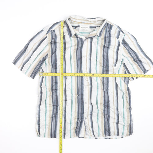 Marks and Spencer Autograph Men's Multicoloured XL Striped Short Sleeve Cotton Shirt