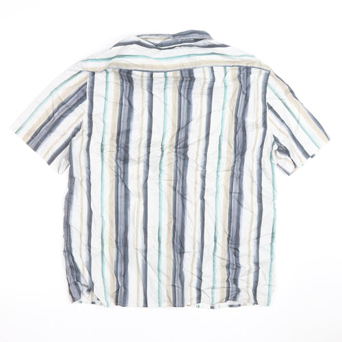 Marks and Spencer Autograph Men's Multicoloured XL Striped Short Sleeve Cotton Shirt