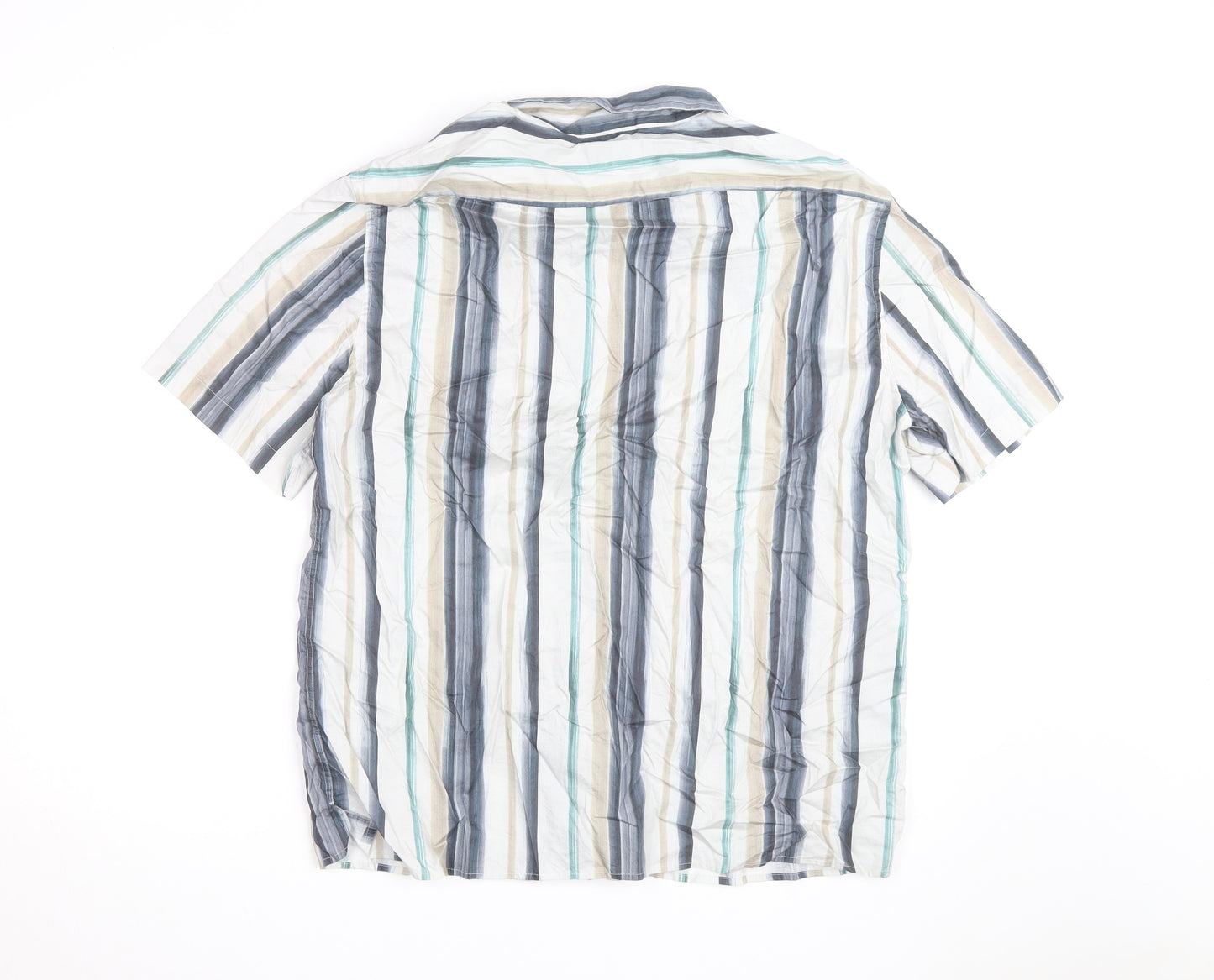 Marks and Spencer Autograph Men's Multicoloured XL Striped Short Sleeve Cotton Shirt