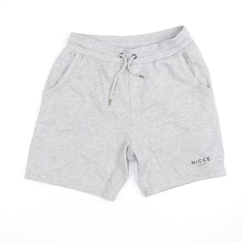 Nicce London Men's Grey Sweat Shorts M Drawstring Elastic Waist