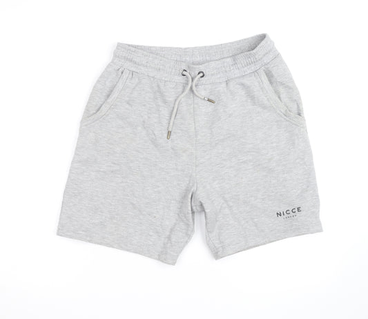 Nicce London Men's Grey Sweat Shorts M Drawstring Elastic Waist