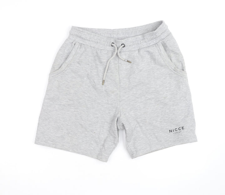 Nicce London Men's Grey Sweat Shorts M Drawstring Elastic Waist