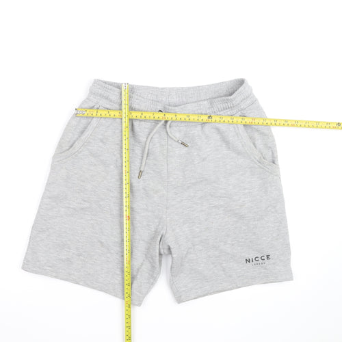 Nicce London Men's Grey Sweat Shorts M Drawstring Elastic Waist