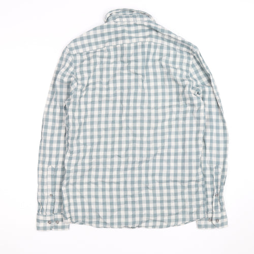 Marks and Spencer Men's Blue Check Regular Fit Cotton Shirt S
