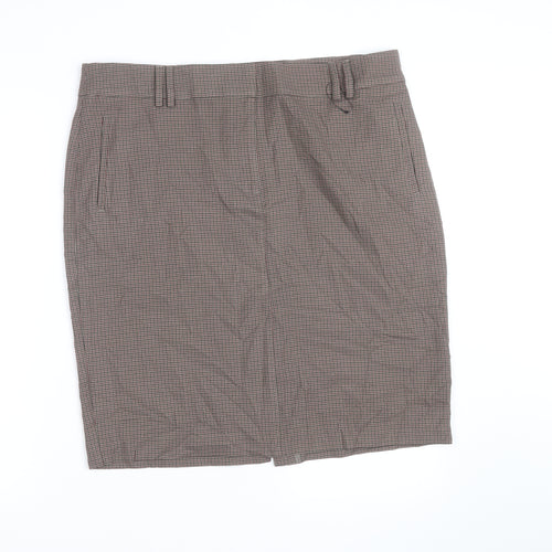 Marks and Spencer Women Brown Check Pencil Skirt Size 18