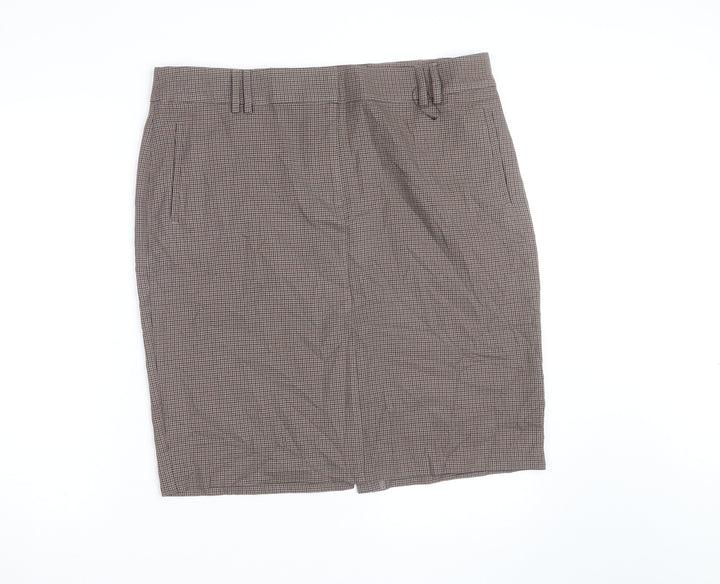 Marks and Spencer Women Brown Check Pencil Skirt Size 18
