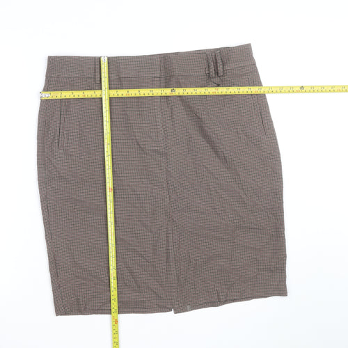 Marks and Spencer Women Brown Check Pencil Skirt Size 18