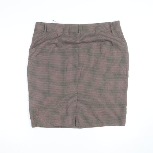 Marks and Spencer Women Brown Check Pencil Skirt Size 18