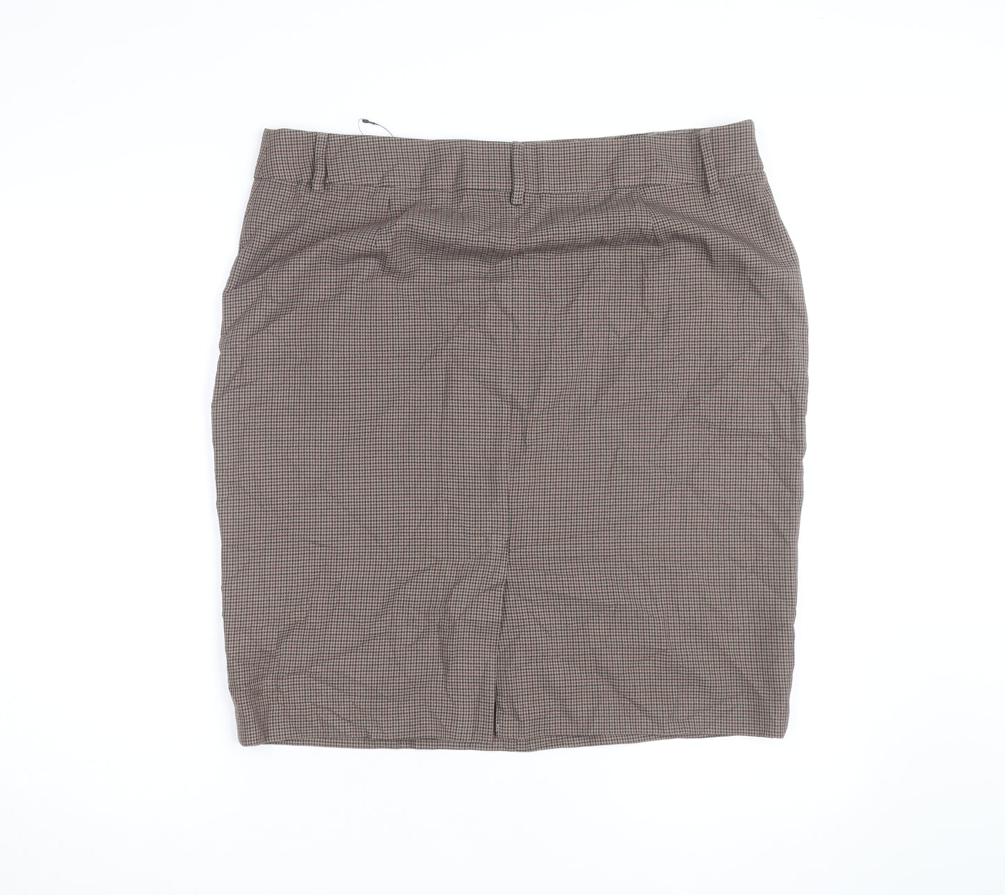 Marks and Spencer Women Brown Check Pencil Skirt Size 18