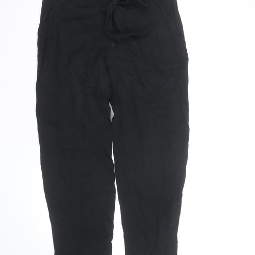 Marks and Spencer Women’s Black 12 Linen Belted Tapered Ankle Trousers