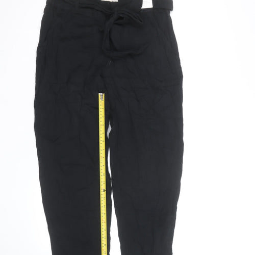 Marks and Spencer Women’s Black 12 Linen Belted Tapered Ankle Trousers