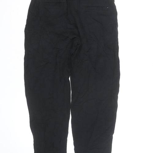 Marks and Spencer Women’s Black 12 Linen Belted Tapered Ankle Trousers