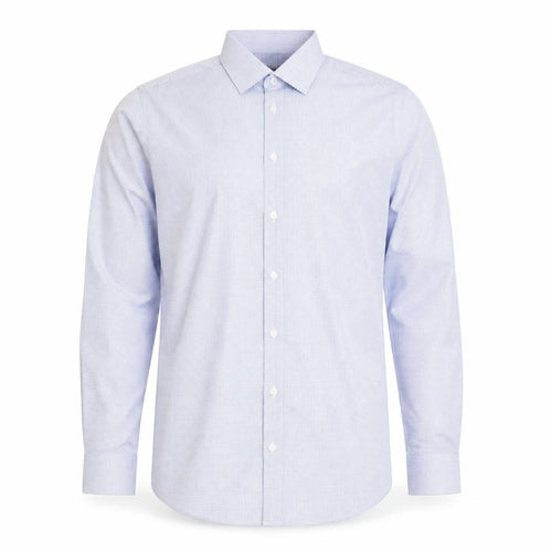 Marks and Spencer Men’s Blue Slim Fit Long Sleeve Check Shirt 15.5”