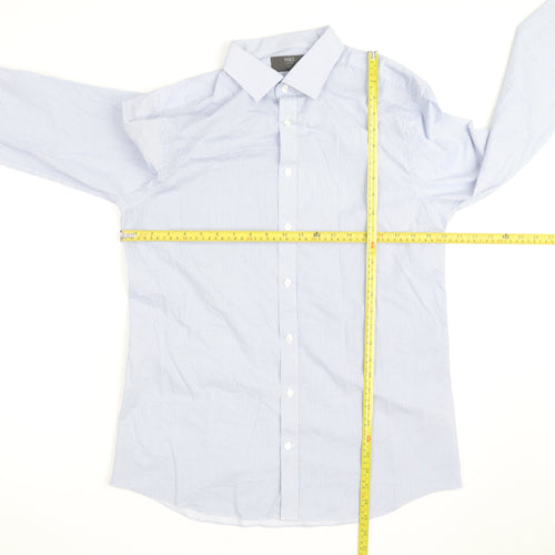 Marks and Spencer Men’s Blue Slim Fit Long Sleeve Check Shirt 15.5”