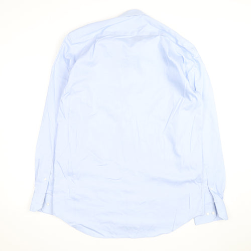 Marks and Spencer Men's Blue Regular Fit 16.5in Cotton Long Sleeve Shirt